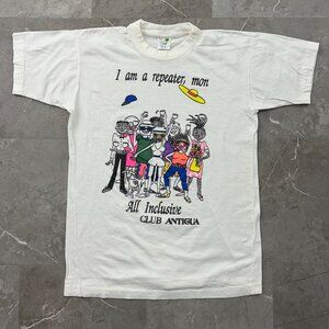 Vintage Antigua Graphic Tee Womens Medium Caribbean Repeater Mom Short Sleeve